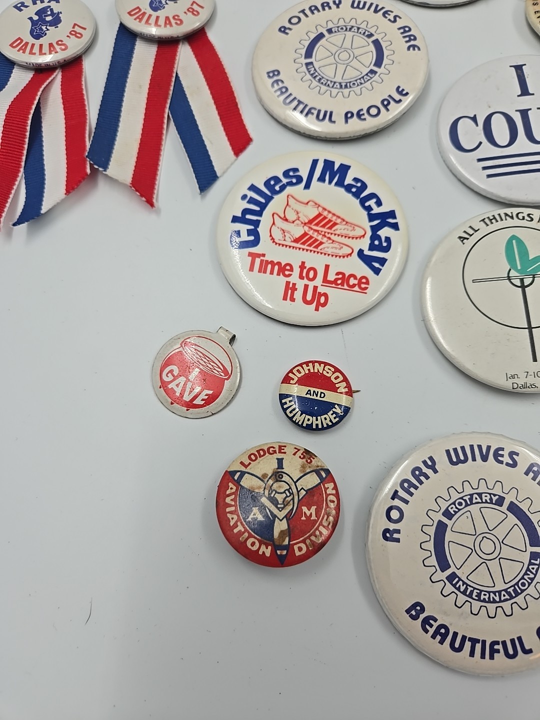 Lot of 33 Vintage Political & Religious Buttons Pins 
