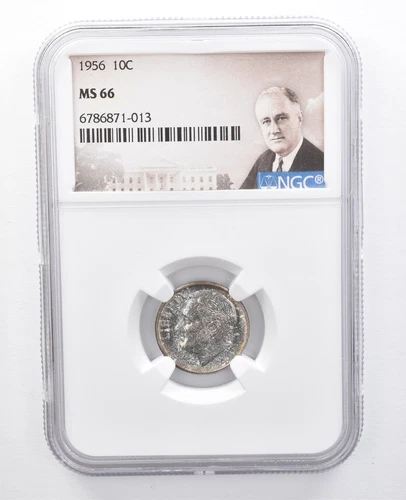 1956 Roosevelt Dime MS66 NGC Beautiful Blue Tone *7660