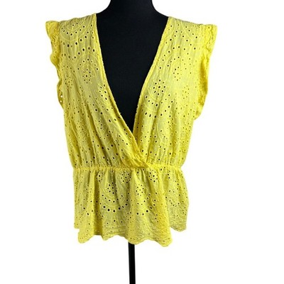 Shein Curve Bright Yellow Sleeveless Wrap Style 2XL Top