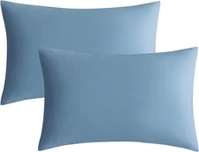 Grayish Blue 2x 12x16 Toddler Travel Pillow 400TC Egyptian Cotton Zipper Cases