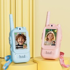 Walkie Talkie for Kids with Video: 2 Pack Rechargeable Toddler Toys Blue-Pink