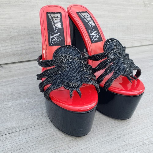 YRU x Elvira Spider Bomba Tacones Plataforma Gótico Rojo Negro Talla 6.5 - Imagen 5 de 23