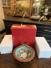 1996 Fitz and Floyd Classics Christmas Wreath Oval Display Bowl Candy Vtg NWT
