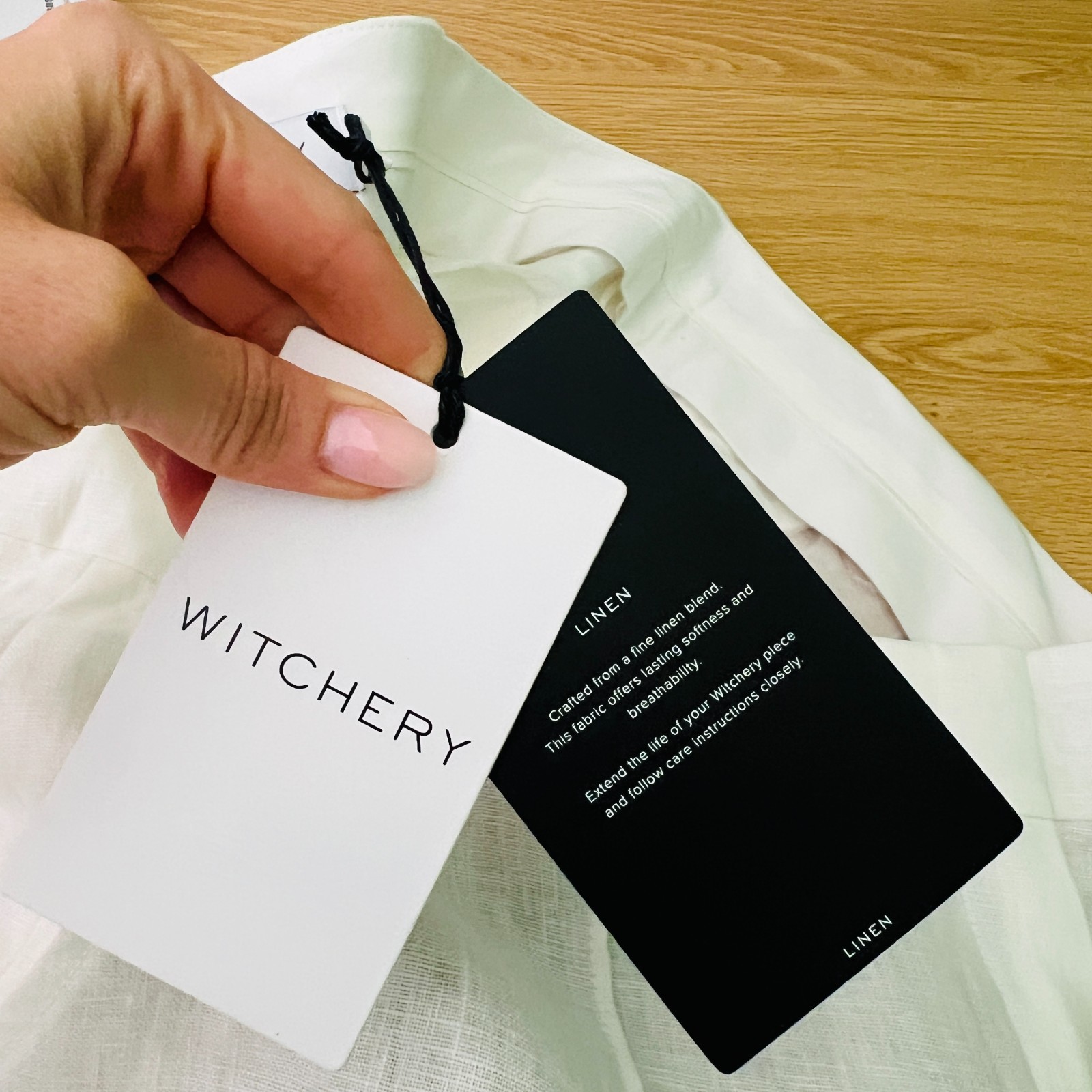 Witchery NEW Linen Pants Size 16 White Lightweight Straight Wide Leg RRP $199 image 4