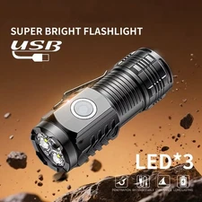 Three-Eyed Monster Mini Flash Super Power Flashlight USB Rechargeable Waterproof