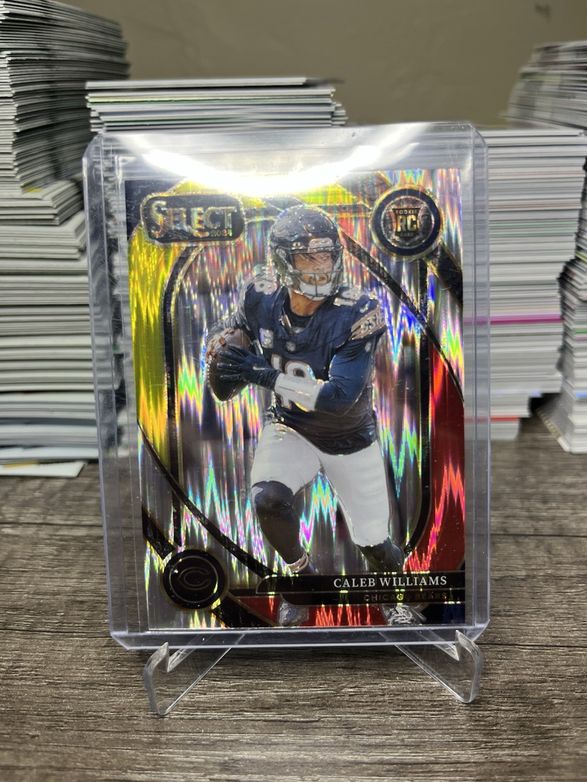 2024 Panini Select - Club Level Caleb Williams #216 Red & Yellow Shock Prizm