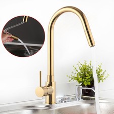 K&uuml;chen Sp&uuml;lmaschine Wasserhahn Einhandmischer Schlauchauszug K&uuml;chenarmatur Gold