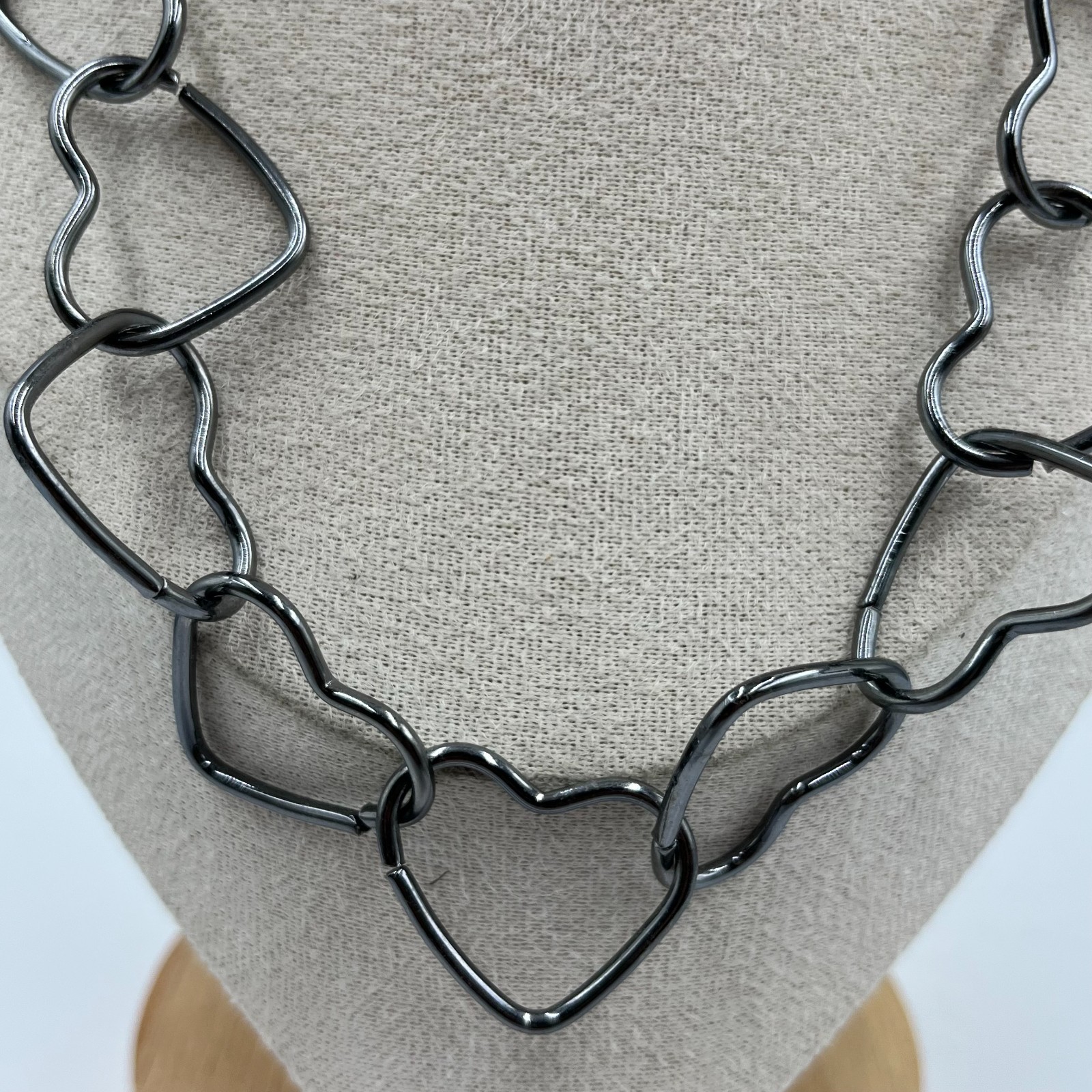 Vintage Silver Tone Interlocking Double Heart Nec… - image 3