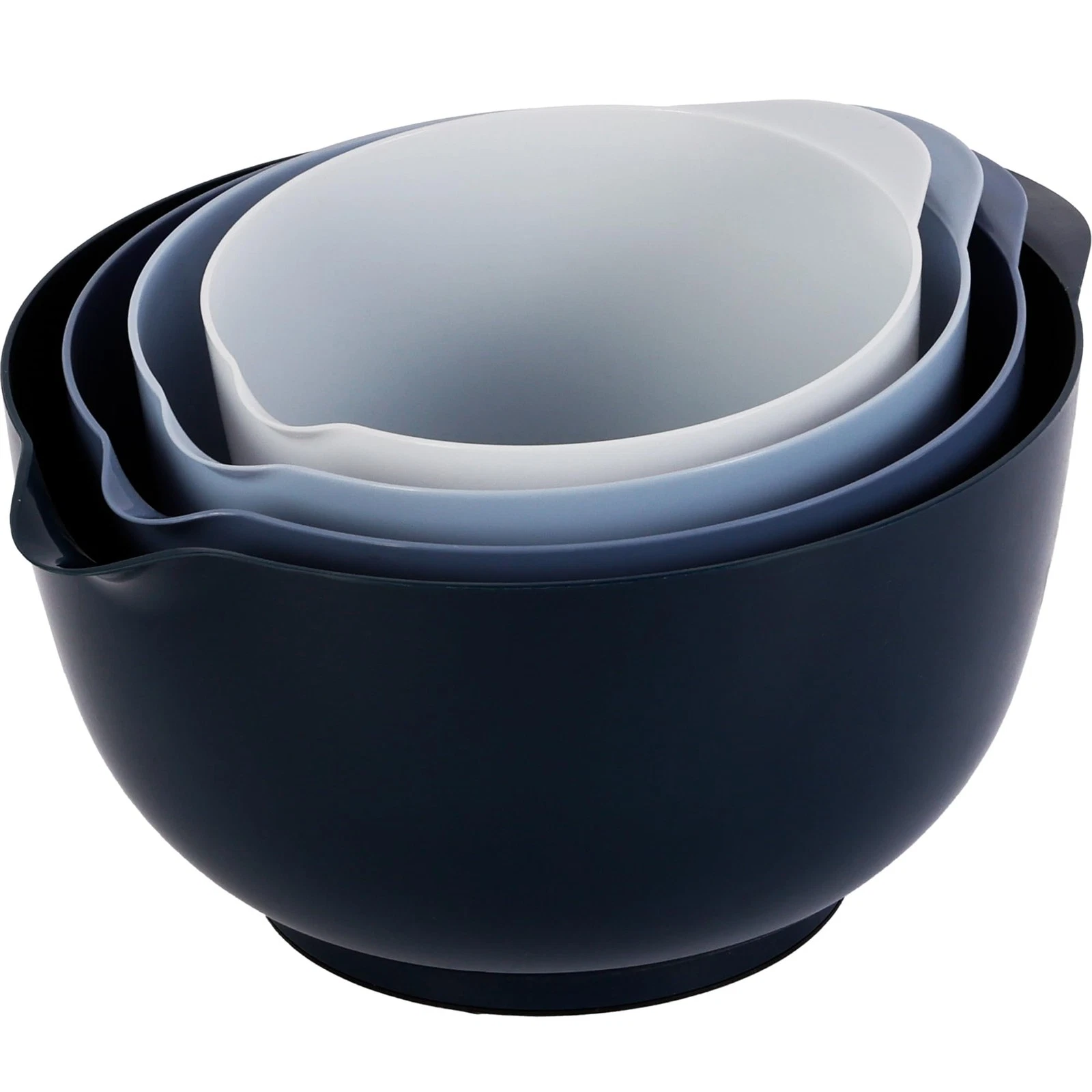 Nesting Plastic Mixing Bowl Set With Pour Spout, Microwave and Dishwasher Saf...