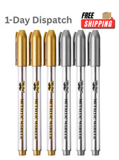 6 Pack Metallic Paint Markers Gold Silver Permanent Paint Pens for Glass Wood