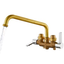 Aolemi Laundry Utility Sink Faucet Wall 9 Inch Spout, Chrome and Brass 