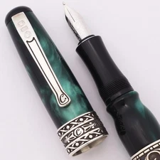 Curtis Australia Elegance "Scrolls" Fountain Pen - Clover, Sterling, M 14k (New)