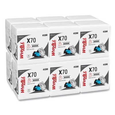 WypAll* X70 Wipers, 1/4 Fold, 12 1/2 x 12, White, 76/Pack, 12 Packs/Carton