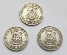 3 x Different George V silver Shillings 1929/33/34 good filler/collectable coins