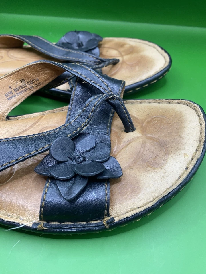 Sandalias sin cordones Born para mujer de cuero con flores beige talla 8 Foto 2 de 4