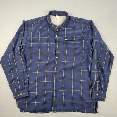 The North Face Shirt Mens XL Long Sleeve Button Roll Up Sleeve Modal Fabric Blue