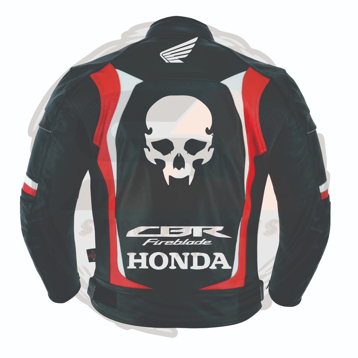 New Honda Cbr Skull Logo Racing Motorbike Cowhide Leather Jacket
