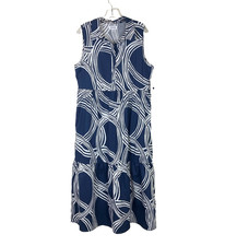 NWT Tahari Arthur S. Levine Tiered Maxi Dress Size L Navy White Beach Nautical