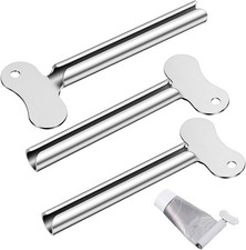 3 PCS Toothpaste Squeezer, Silver Stainless Steels Metal Tube Squeezer Keys