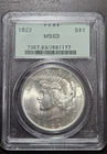 1922 Peace Dollar Old Green Holder PCGS MS63