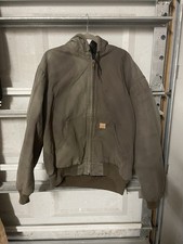 Vintage Carhartt Hooded Duck Work Jacket J200 DK Brown XL Quilt Lined Workwear