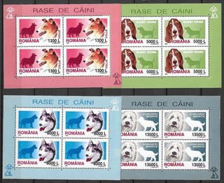 Romania 2001 Fauna Animali Domestici Pet Cane 4 compl MS MNH