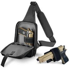 Premium Conceal Carry Sling Bag for Men with Quick Access Pull Tab and 4 Acce