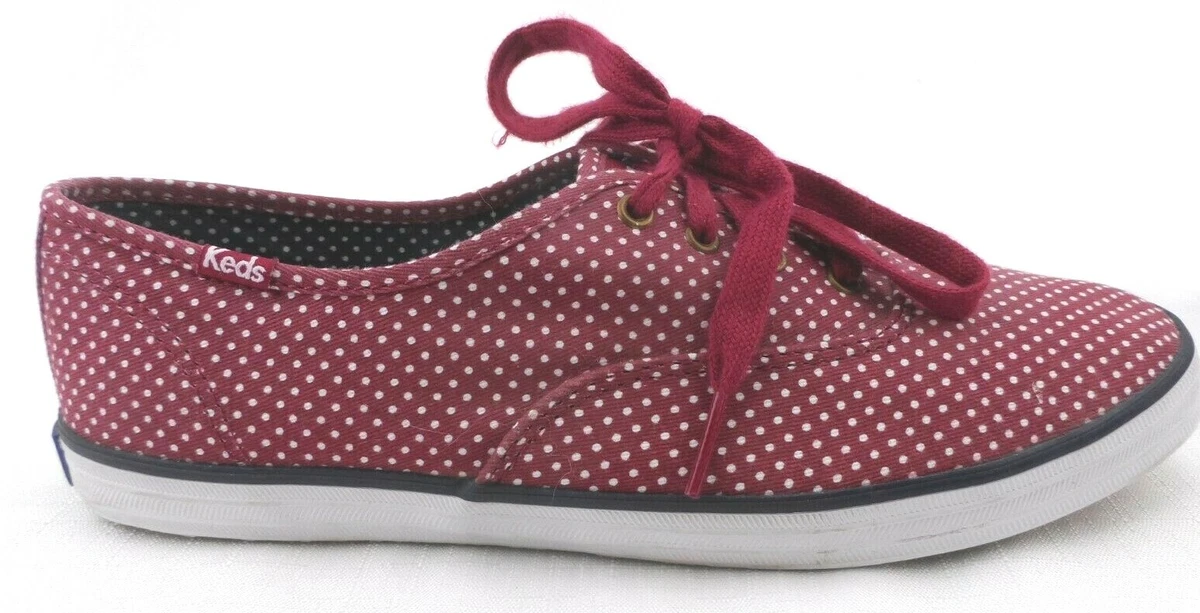 Keds WF53431M Size 7.5 Champion Micro Dot Lace Up Tennis Sneakers Beet Red Dot
