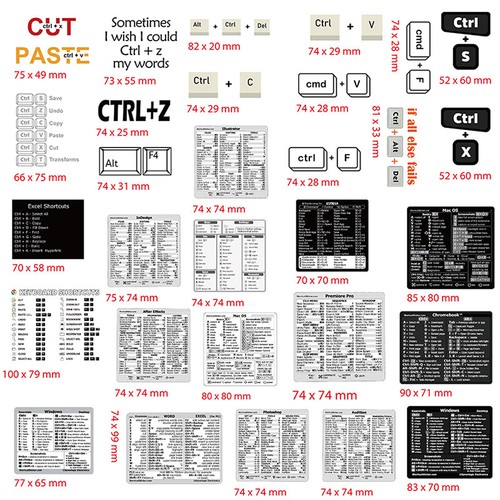 30Pcs Windows Adobe Photoshop Quick Reference Keyboard Guide Shortcut Sticke _yi - Afbeelding 3 van 10