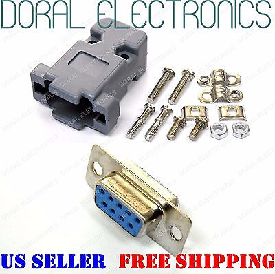 Female Solder Cup Connector with Plastic Hood Shell & DB-9 4x DB9 9-Pin Male
