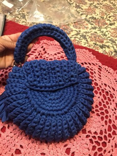 OREO Tasche Handarbeit mit T-Shirt Garn 100% Baumwolle. Farbe KÖNIGSBLAU. - Bild 2 von 4