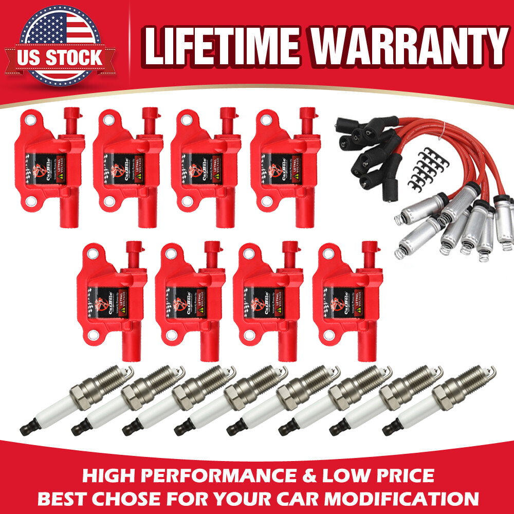 UF413 Ignition Coil & Wire &Spark Plug For Chevy Silverado 1500 GMC 5.3