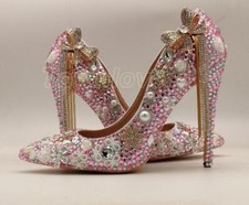 Fashion Crystal Shoes Womens Wedding Shoes Bridal Shoes Pearl Rhinestone Pumps