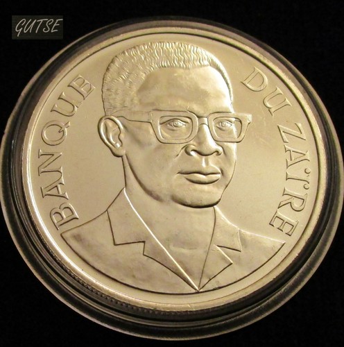 ZAIRE, 2,50 ZAIRES 1975, GORILA DE MONTAÑA, PLATA, SIN CIRCULAR, ESCASO. - Imagen 2 de 2