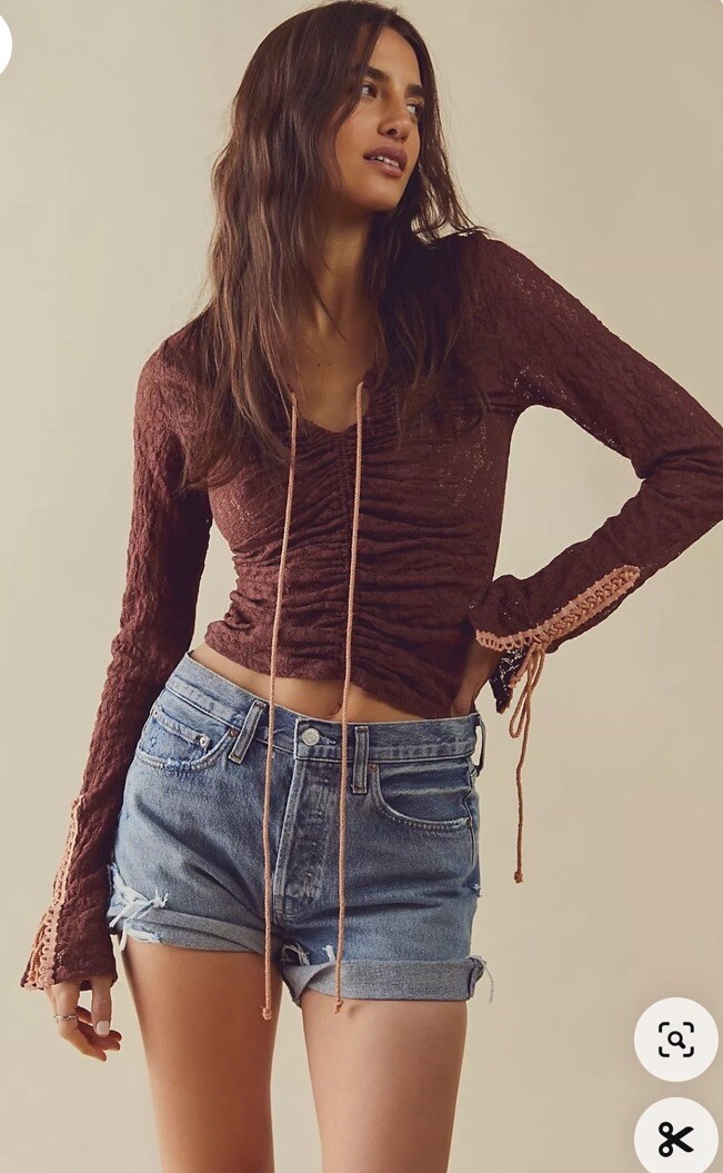 Свободный топ с длинными рукавами на шнуровке от Free People Lilah Lace XS