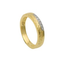 Echt Gold 333 bicolor Ring strukturierte Oberfläche Gelb Weißgold Zirkonia weiß