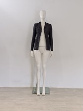 Scanlan & Theodore Silver & Black Blazer Jacket Uk 6 Eu 34 Long-line Silk-blend