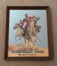 Vintage Wolfschmidt Vodka The Spirit of the Czar Mirror Sign Wood Framed 