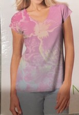 New 2 pc Novelty PJ set printed V neck Tee  Capri pants  Size : S M L XL