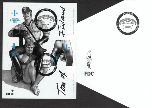 Erotic Gay Stamps World First Masculine Sheet Tom of Finland Mint FDC Sheet 2014