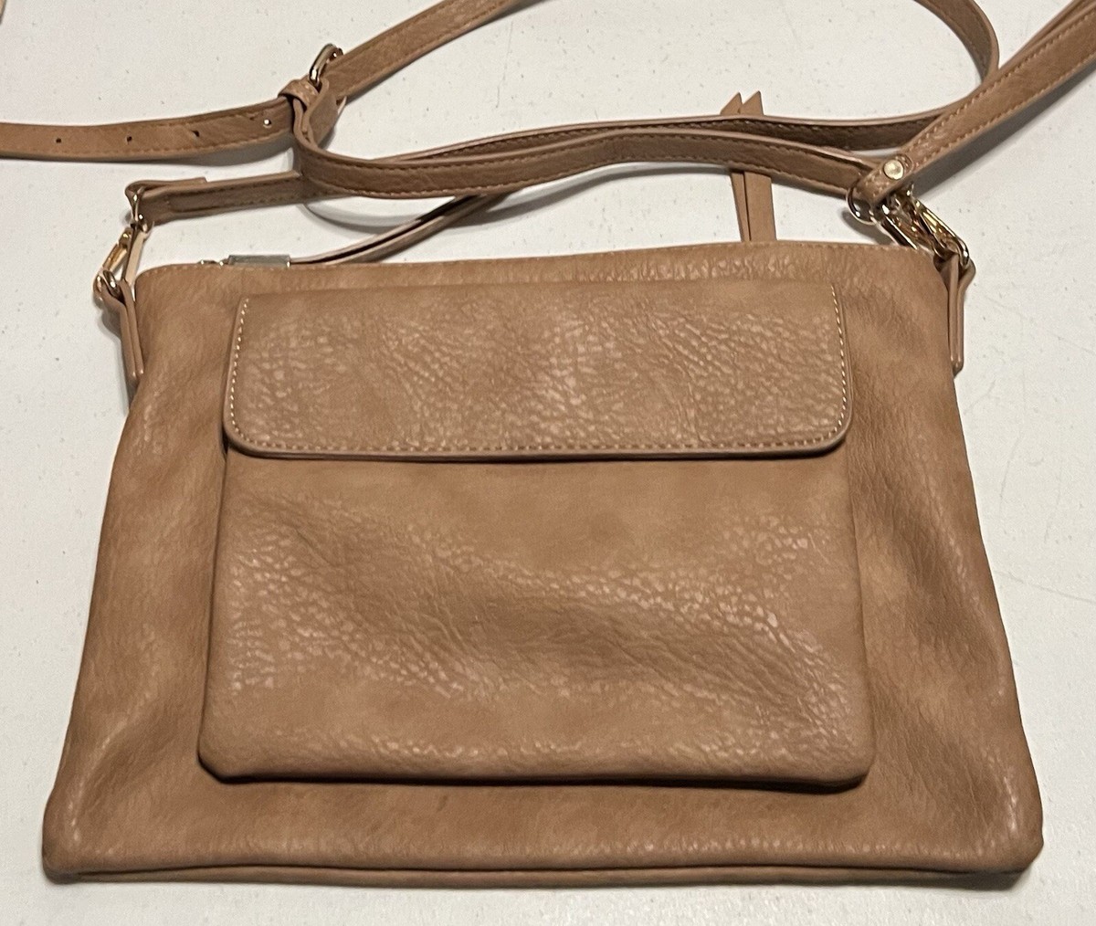 SHIRALEAH Chicago Soft Vegan Leather Crossbody Bag Camel Brown