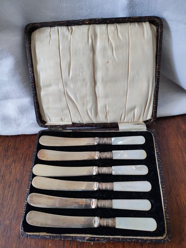 A Victorian set of Mother of Pearl Handles Tea Knives in the original box (M9) - Picture 6 of 8