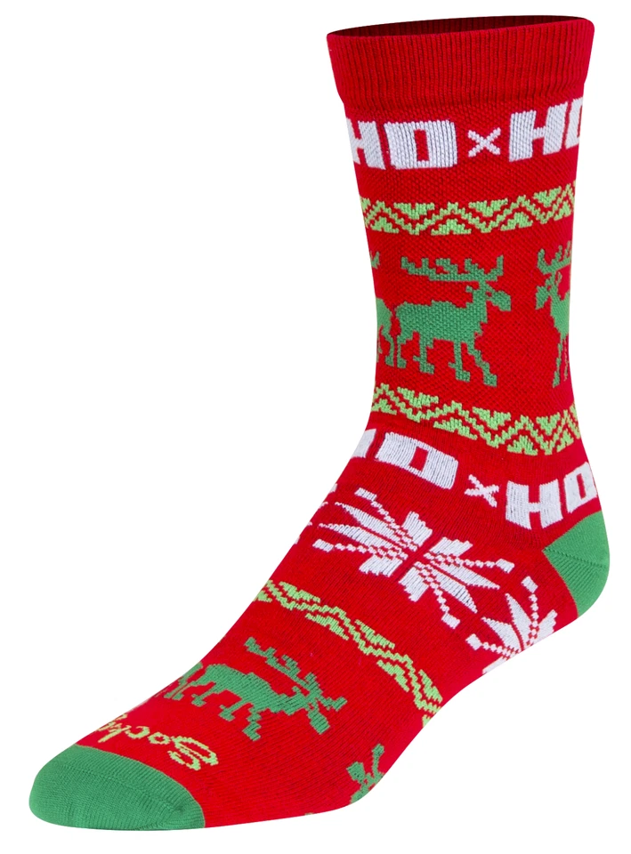 Socks - SockGuy - Ho Ho Ugly Sweater Red X'mas S/M 6" Crew/Limited/Holiday Cycli - Image 4 of 4