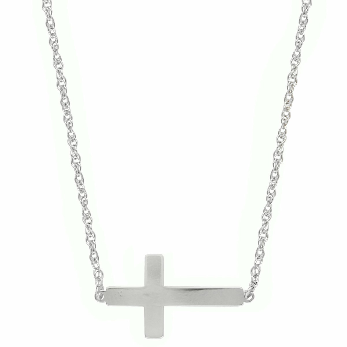 Cubic Zirconia Charm Drop Necklace Rhodium on Sterling Silver - Nontarnish Cubic Zirconia Charm Drop Necklace Rhodium on Sterling Silver - Nontarnish