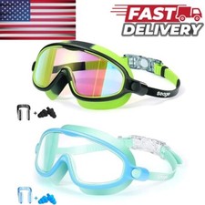 Seago Swim Goggles 2 Pack Anti-Fog Anti-UV Wide View Swimming Goggles for Kids 3