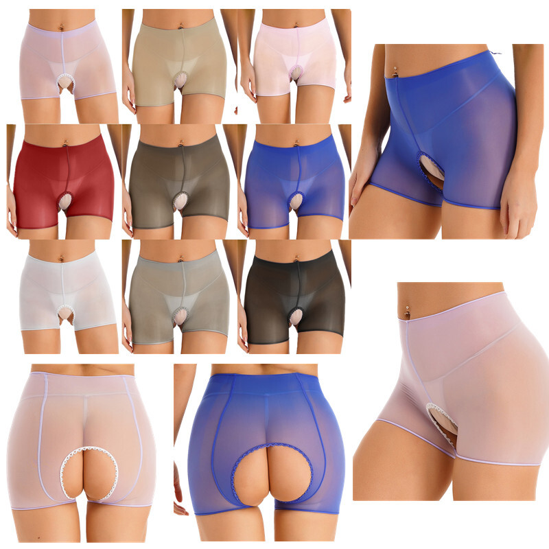 Sheer Mesh High Waist Hollow Out Panties Women's Boxer Briefs Underwear