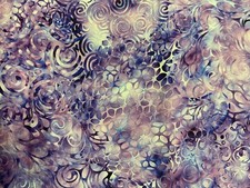 Floral Flowers Purple Swirls Digital Printing Cotton Fabric FQ