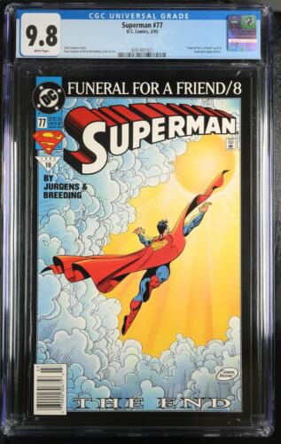 Superman #77 NEWSSTAND CGC 9.8 NM/MT Funeral for a Friend Part 8 WHITE PAGES - Picture 1 of 4
