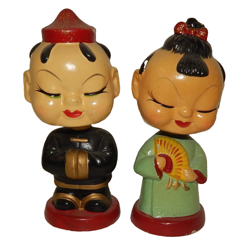 Vintage 50er Jahre Paar japanische Wackelkopfnicken