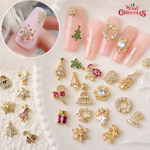 Decorazioni per unghie natalizie glitter fiocco di neve accessorio nailart strass/ - Foto 1 di 36
